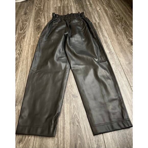 Madewell Women's Vegan Leather Paperbag Pull-on Pants Black Size 00 - Picture 3 of 7